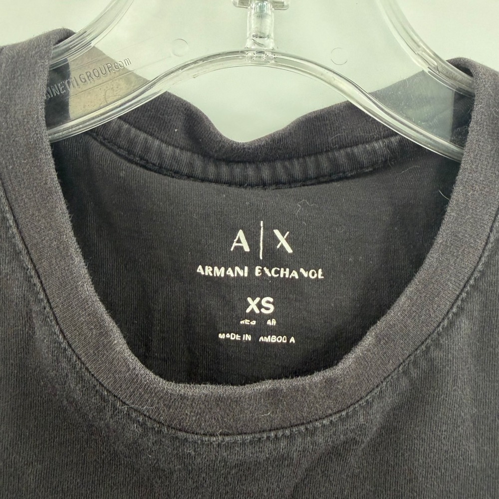 Armani Exchange Mens Black Tonal Logo Chest Band Cotton T-Shirt XS - Picture 3 of 7